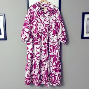 Anthropologie Bettina midi dress - 2x - raspberry floral print